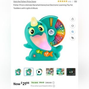 Interactive Narwhal Learning Toy - Teal